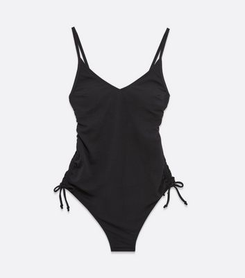 Maternity Black Ruched Tie Side Swimsuit