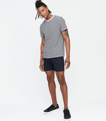 Navy Pleated Chino Shorts | New Look