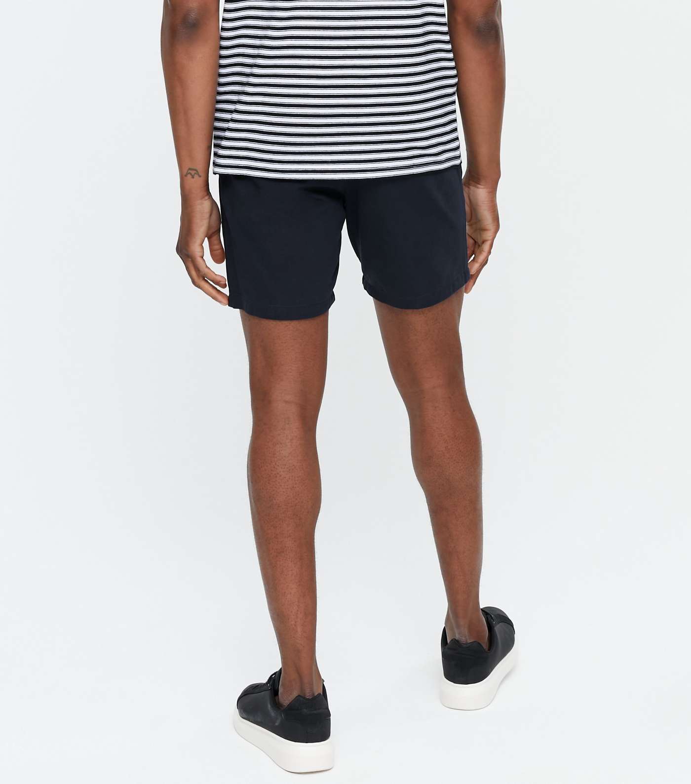 Navy Pleated Chino Shorts Image 4