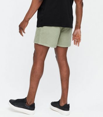 Men's Khaki Tie Waist Shorts New Look