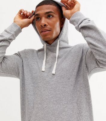 Grey Marl Jersey Pocket Front Long Sleeve Hoodie New Look