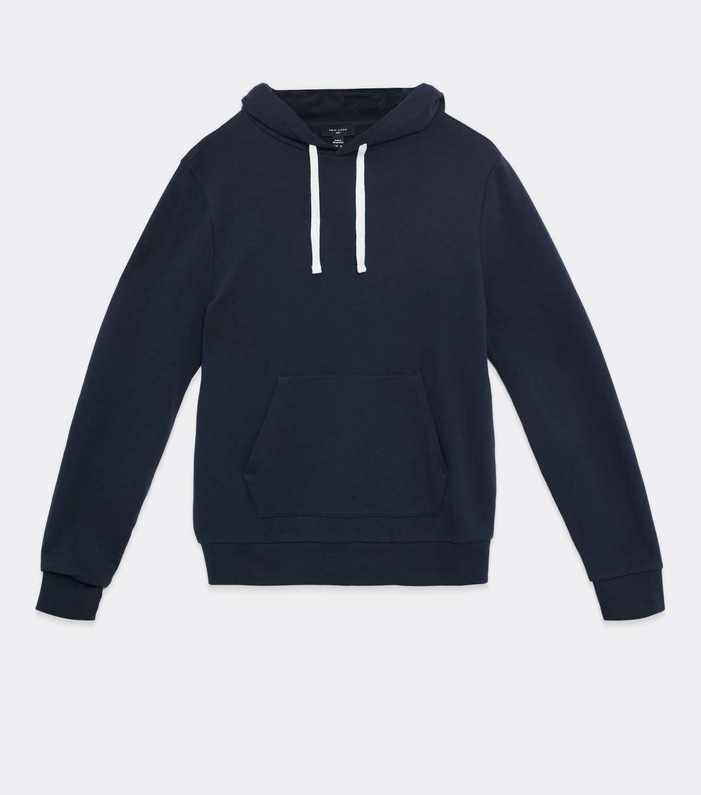 Navy Jersey Pocket Front Long Sleeve Hoodie Image 5