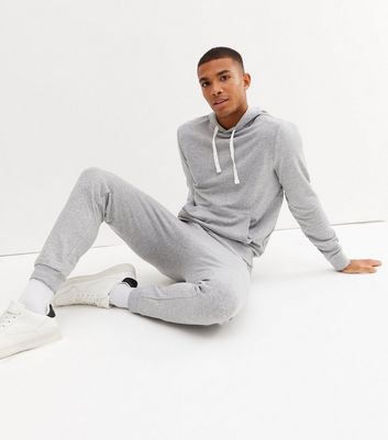 Grey Marl Jersey Cuffed Leg Joggers New Look