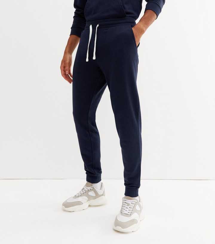 Navy Jersey Cuffed Leg Joggers