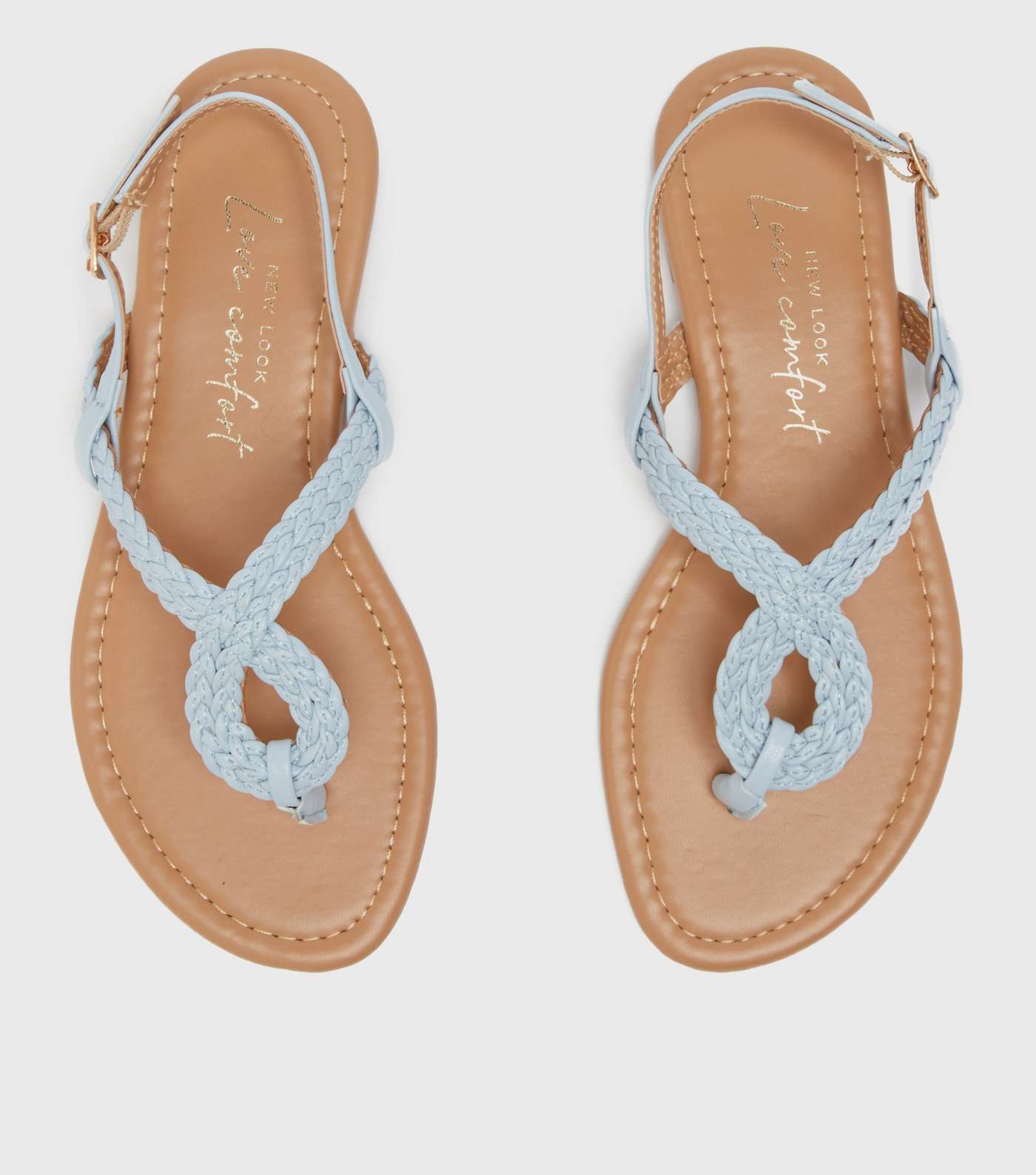 Girls Pale Blue Plait Strap Sandals