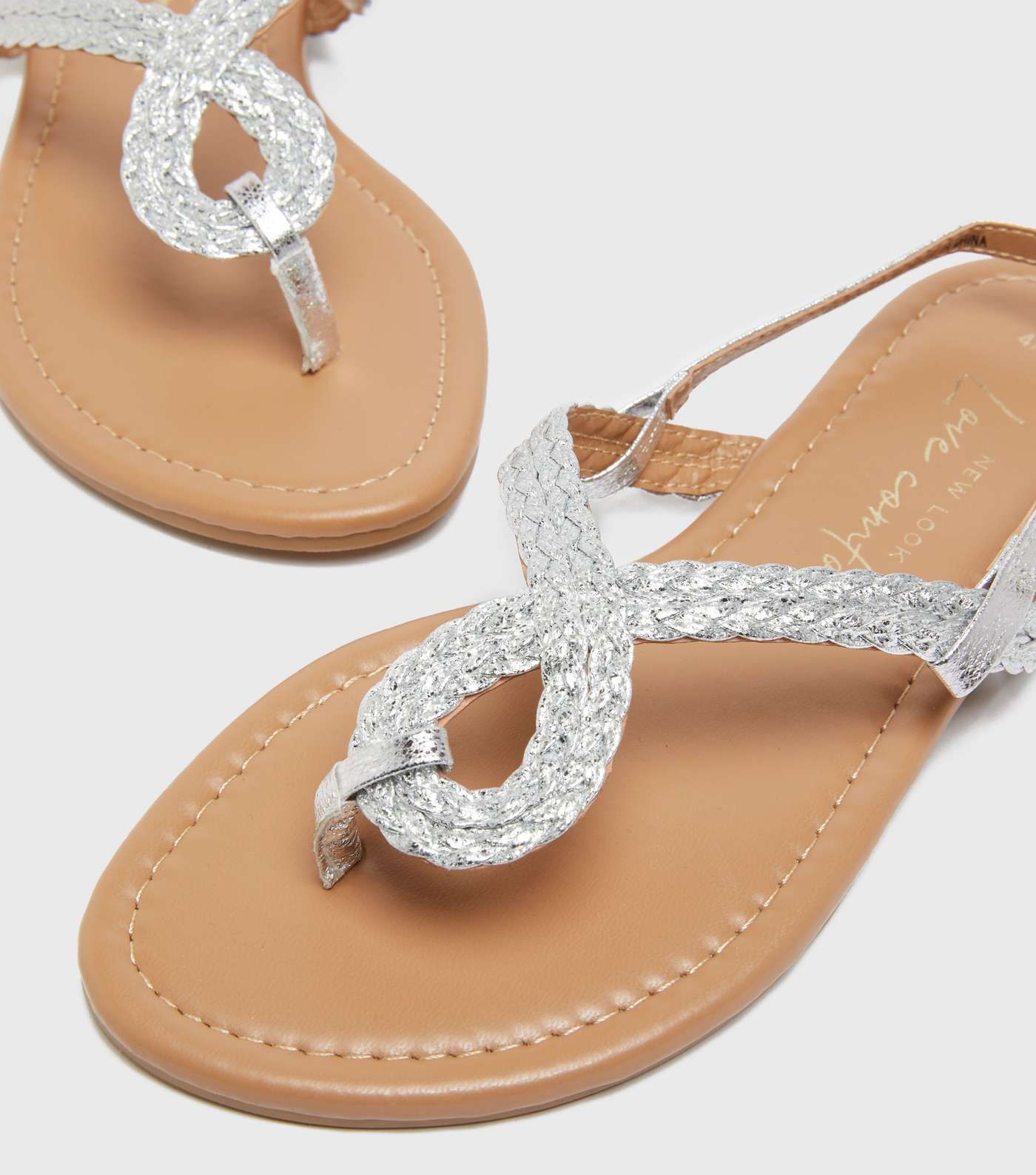 Girls Silver Plait Strap Sandals Image 4
