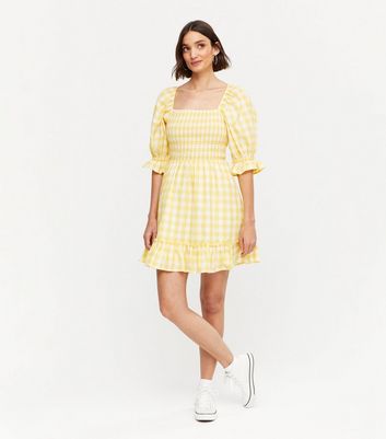 New look yellow check dress best sale