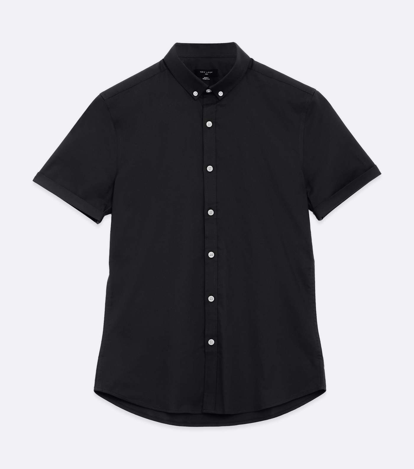 Black Short Sleeve Muscle Fit Oxford Shirt Image 5