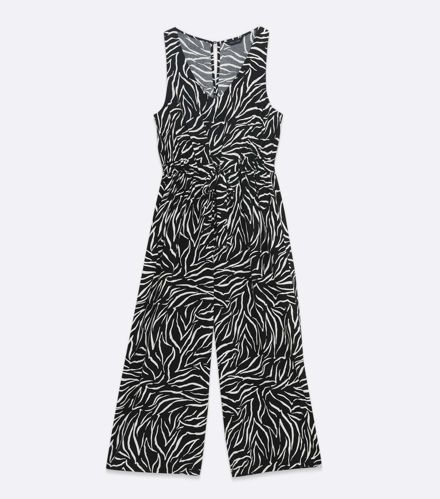 Black Zebra Print Drawstring Crop Jumpsuit  Image 5