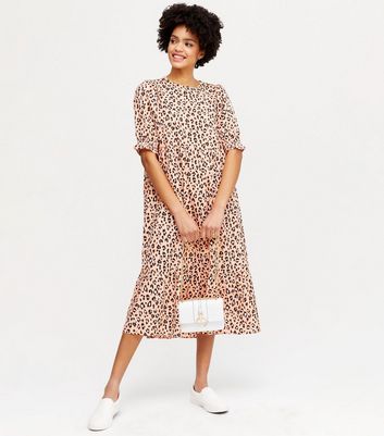 new look leopard print smock dress