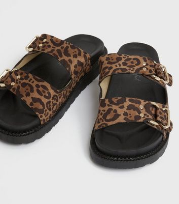 Leopard print clearance buckle sandals