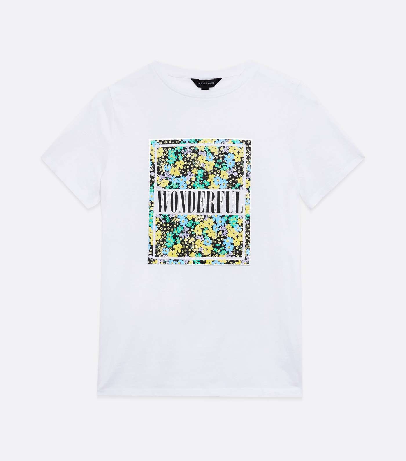 White Floral Wonderful Logo T-Shirt  Image 5