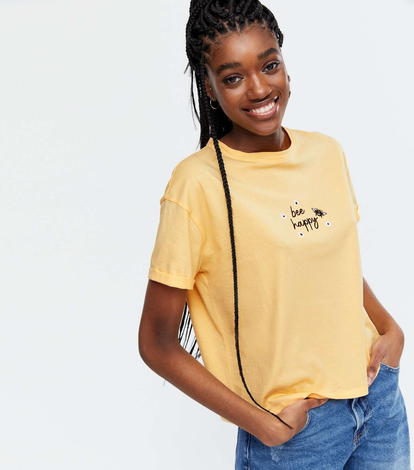 Pale Yellow Bee Happy Logo T-Shirt