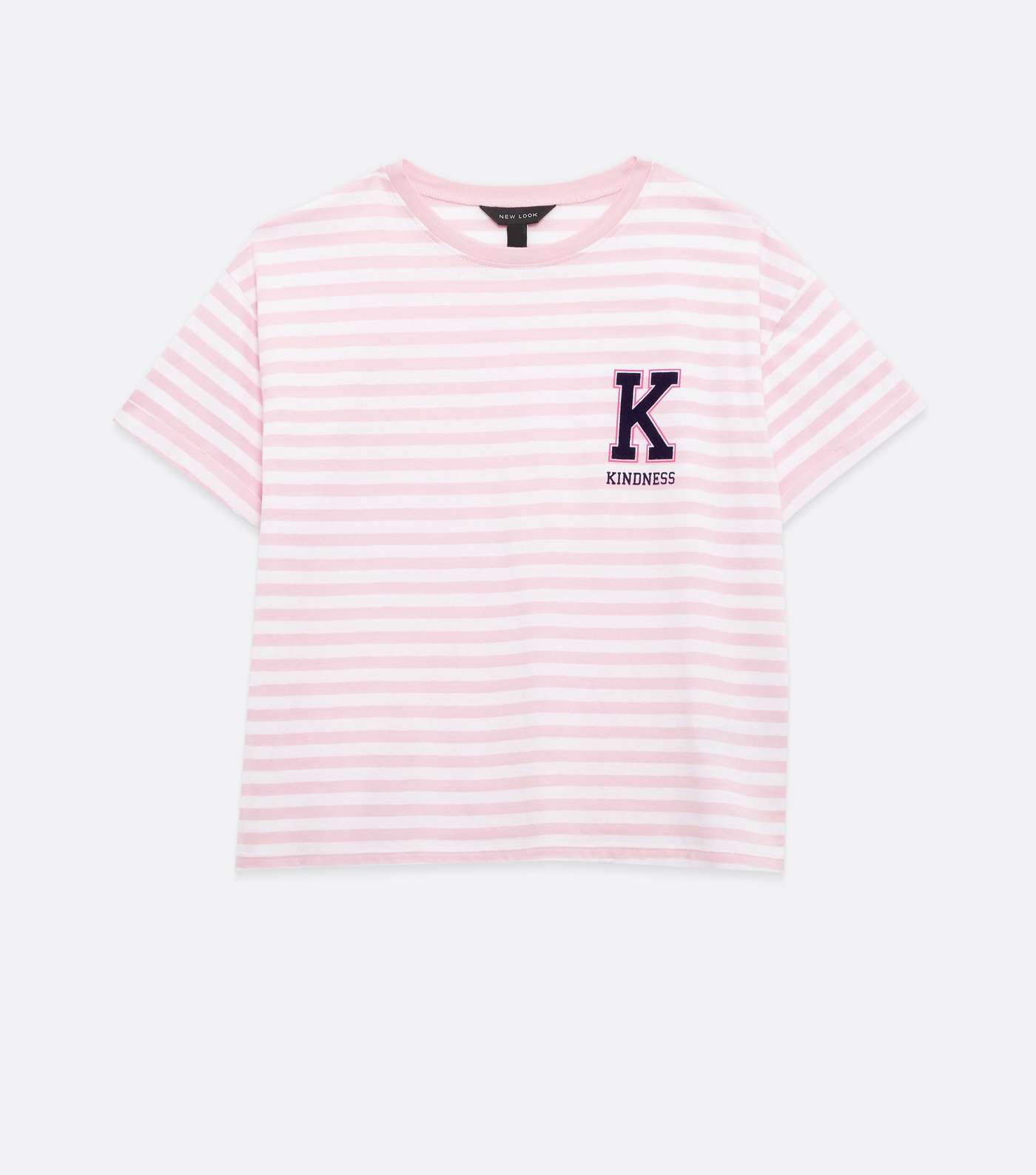 Pink Stripe Kindness Varsity Logo Boxy T-Shirt  Image 5