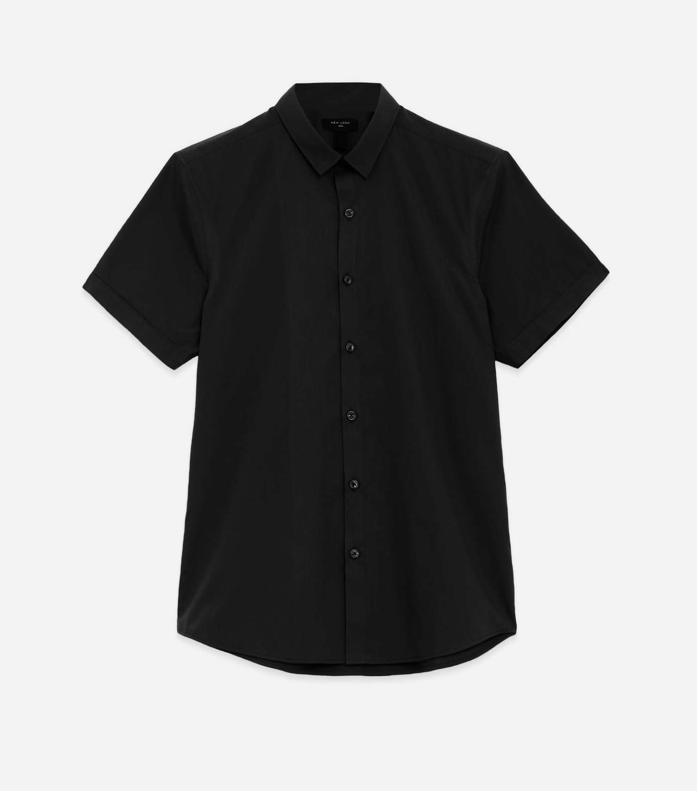 Black Poplin Short Sleeve Muscle Fit Shirt Image 5