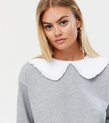 Grey sweatshirt with collar Clearance