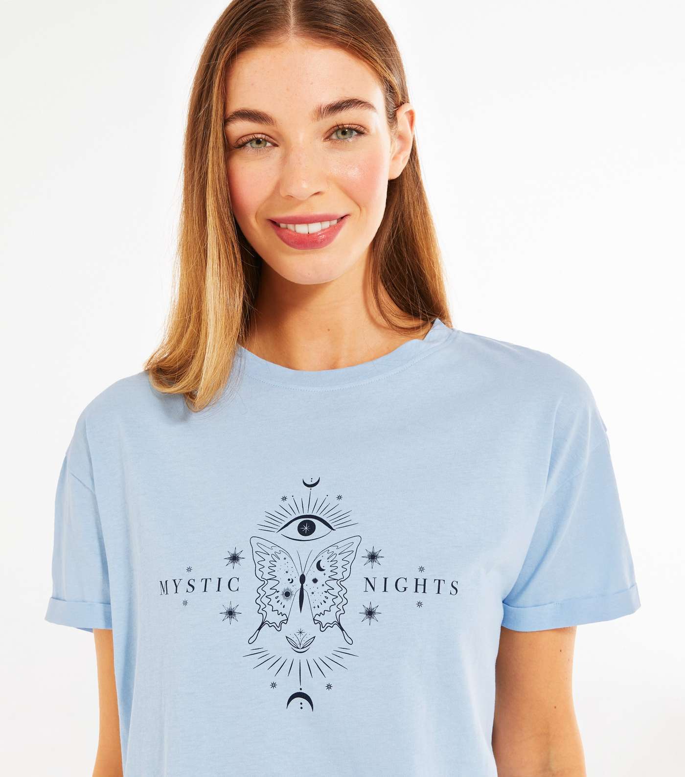 Pale Blue Mystic Nights Butterfly Logo T-Shirt Image 4