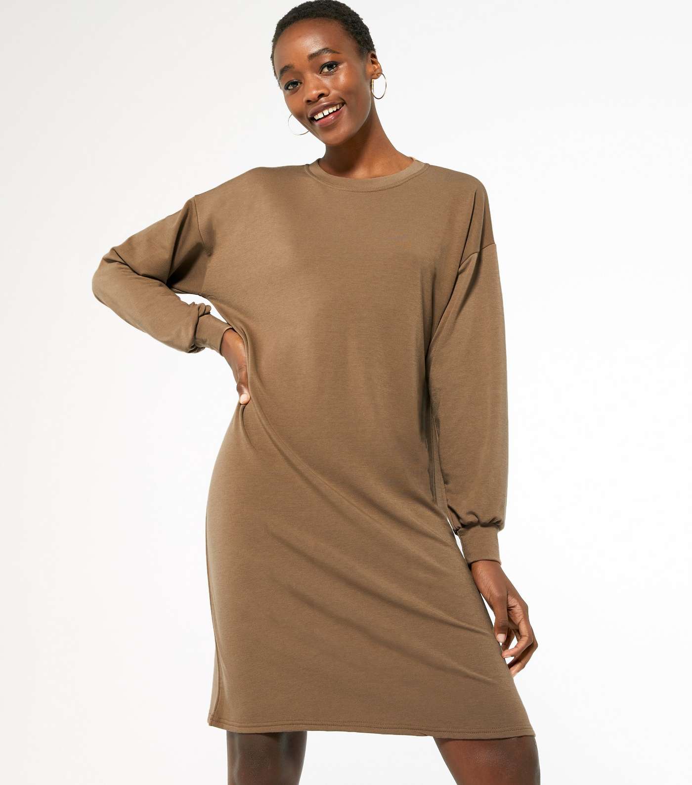 Tall Camel Jersey Sweatshirt Dress