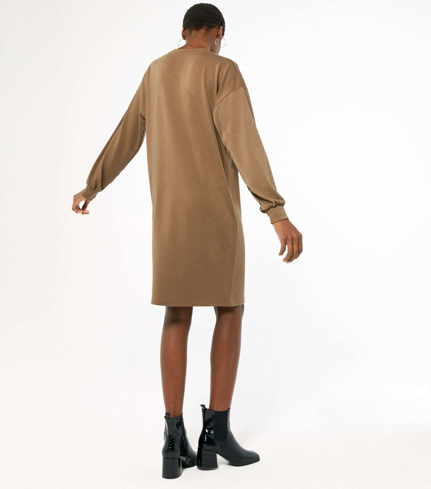 Tall Camel Jersey Sweatshirt Dress Image 3