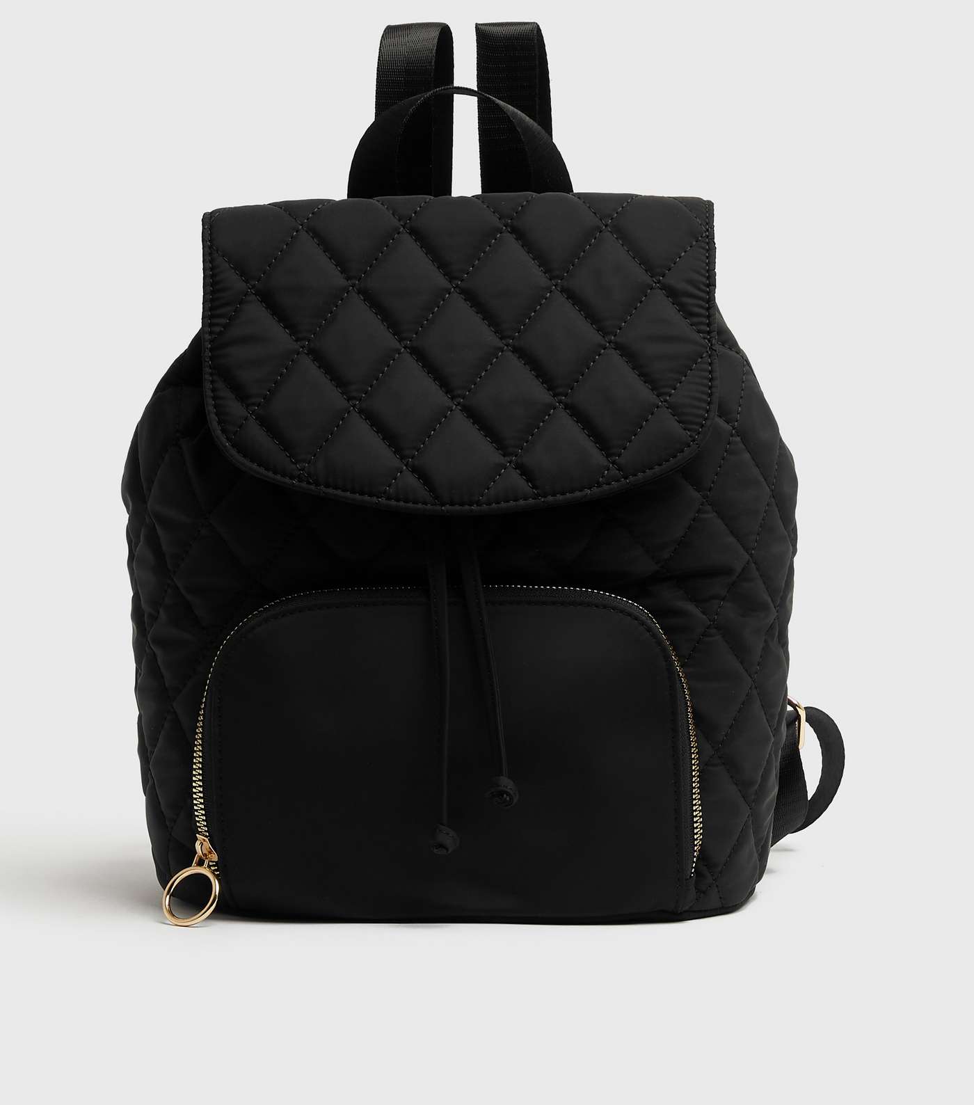 Black Quilted Pocket Front Backpack