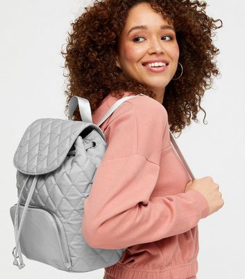 Grey shop quilted backpack