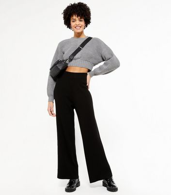 Damen Bekleidung NA-KD Dark Grey Cable Knit Crop Jumper