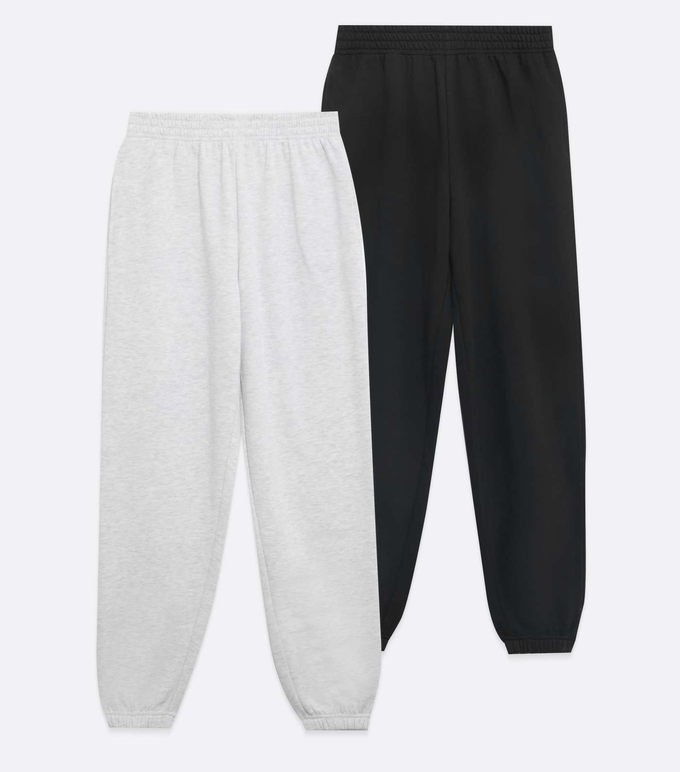2 Pack Light Grey and Black Jersey Joggers  Image 5