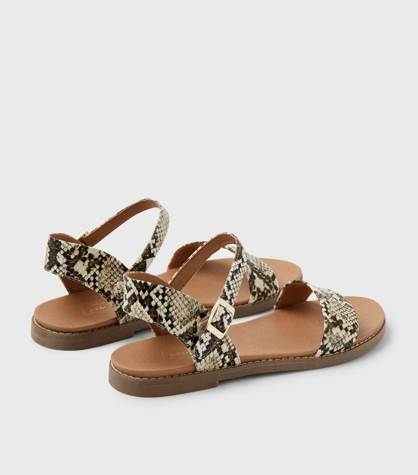 Stone Faux Snake Flat Footbed Sandals Image 4