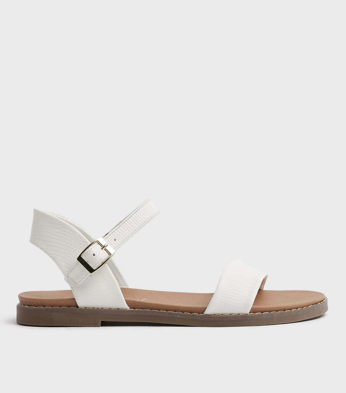 White Faux Snake 2 Part Footbed Sandals