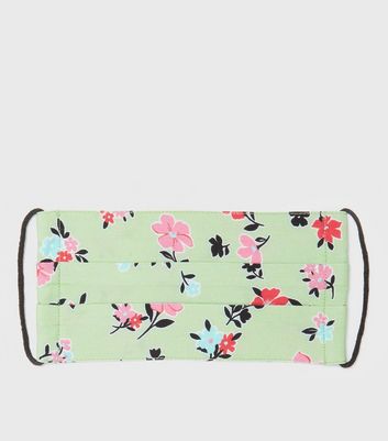 Girls Light Green Floral Reusable Face Covering New Look