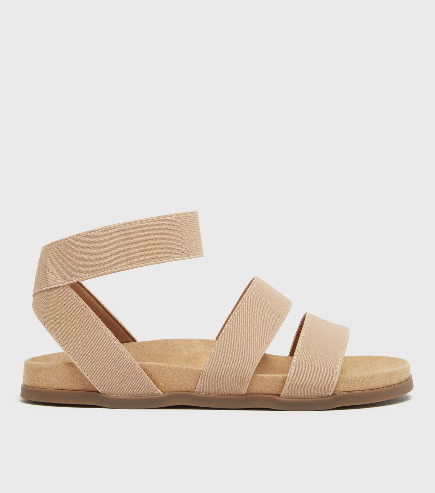 Wide Fit Cream Elastic Strap Footbed Sandals