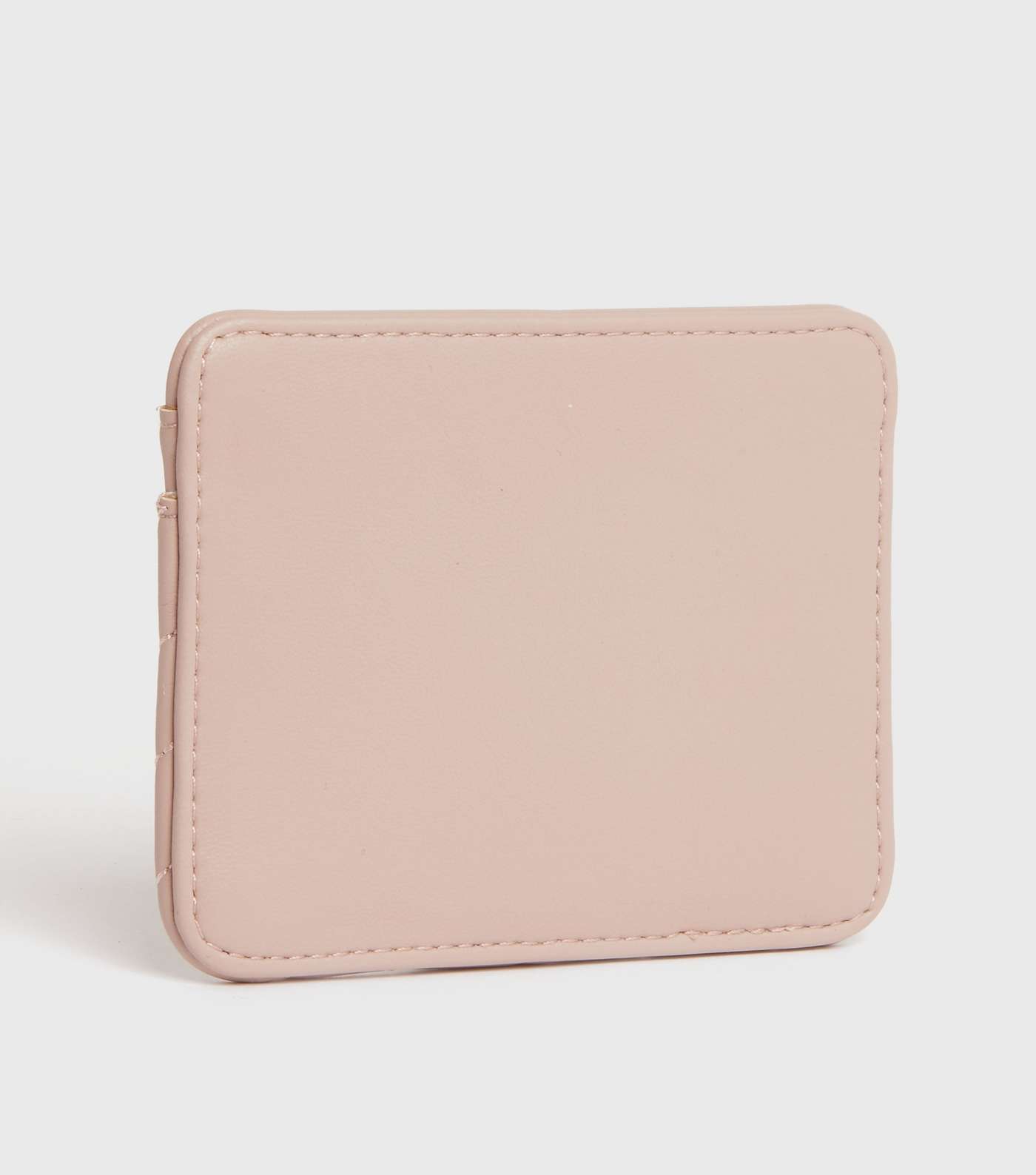 Pink Quilted Leather-Look Studded Card Holder Image 2