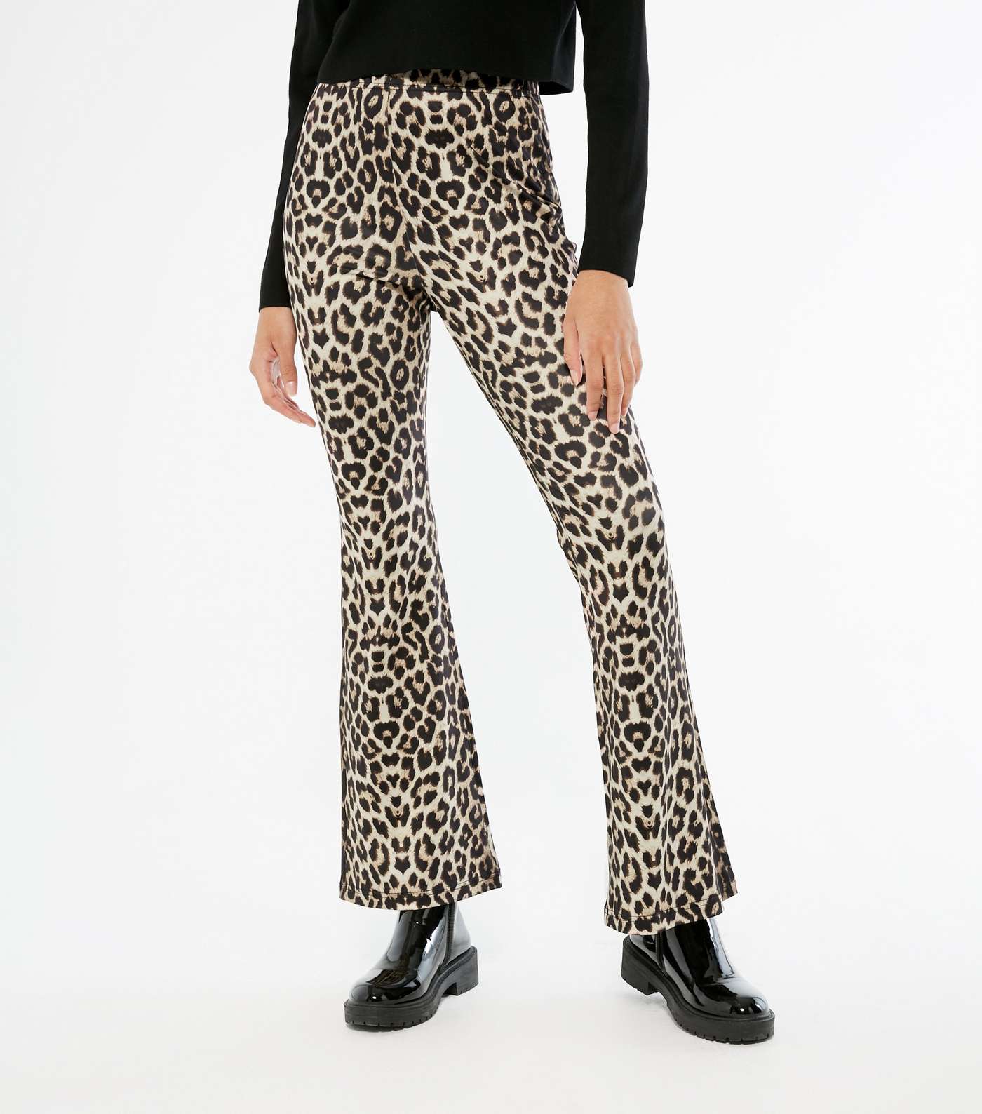 Cameo Rose Brown Leopard Print Flared Trousers Image 2