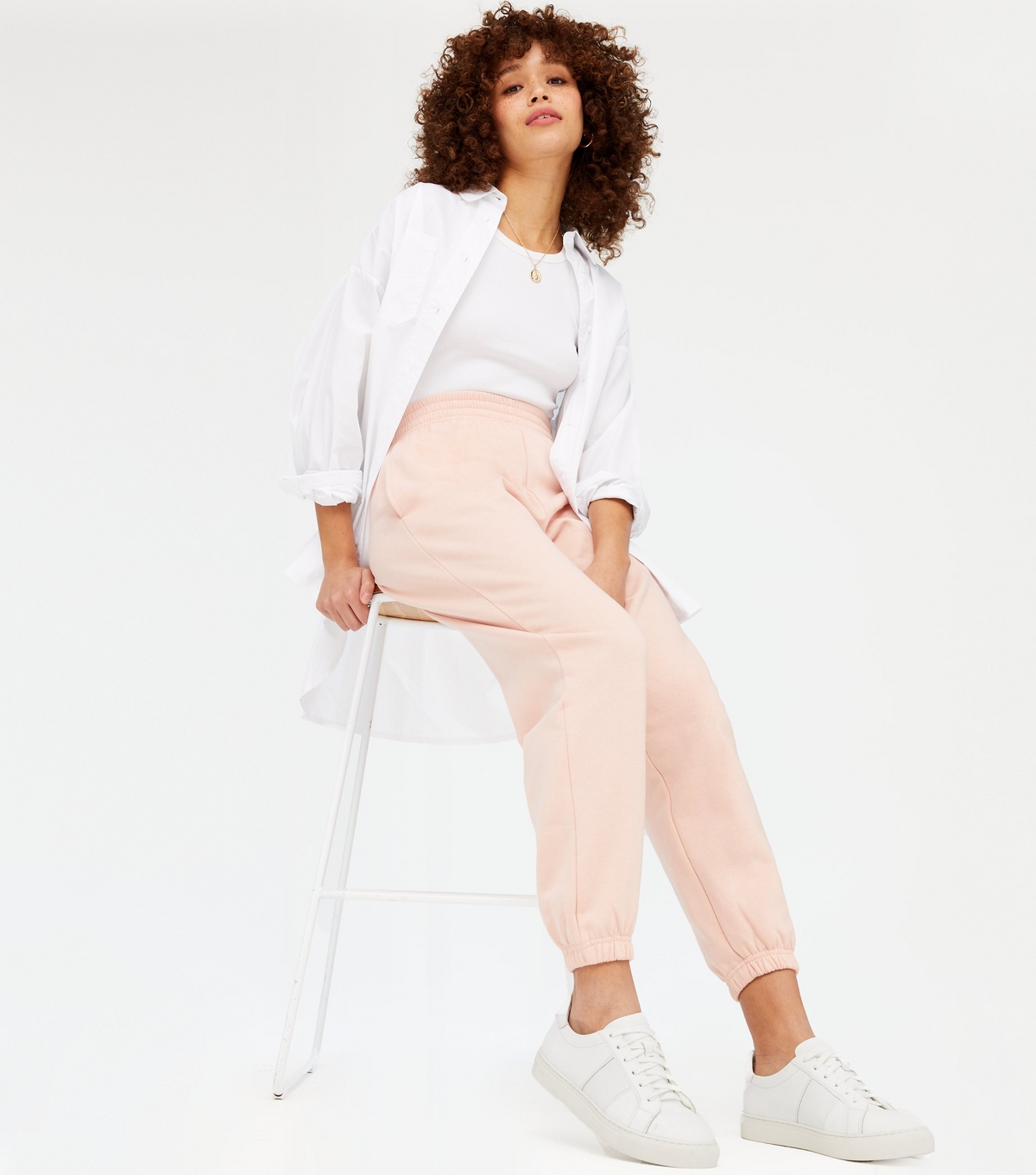 Women's Pale Pink Jersey Cuffed Joggers New Look
