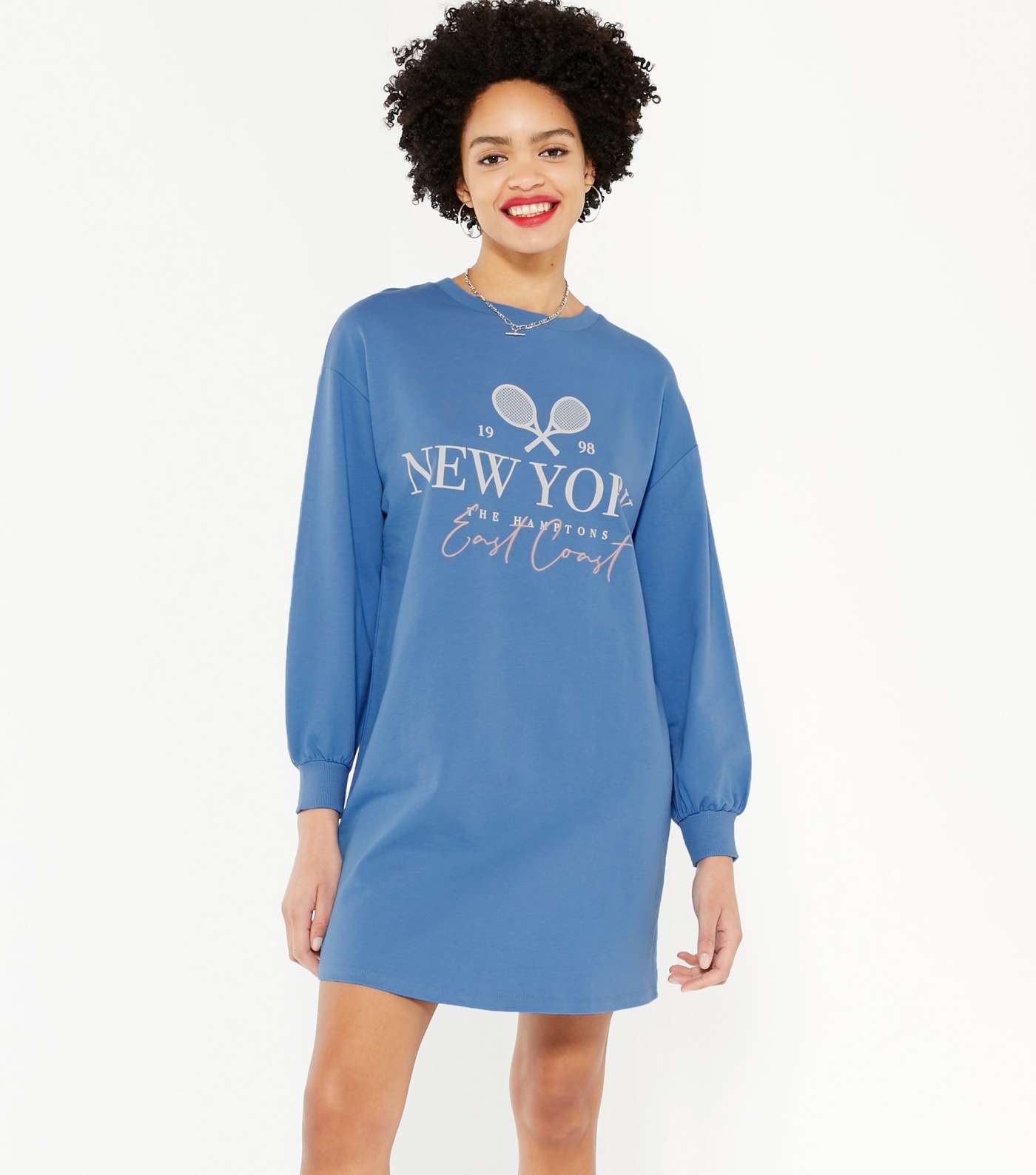 Bright Blue New York Logo Sweatshirt Dress 
