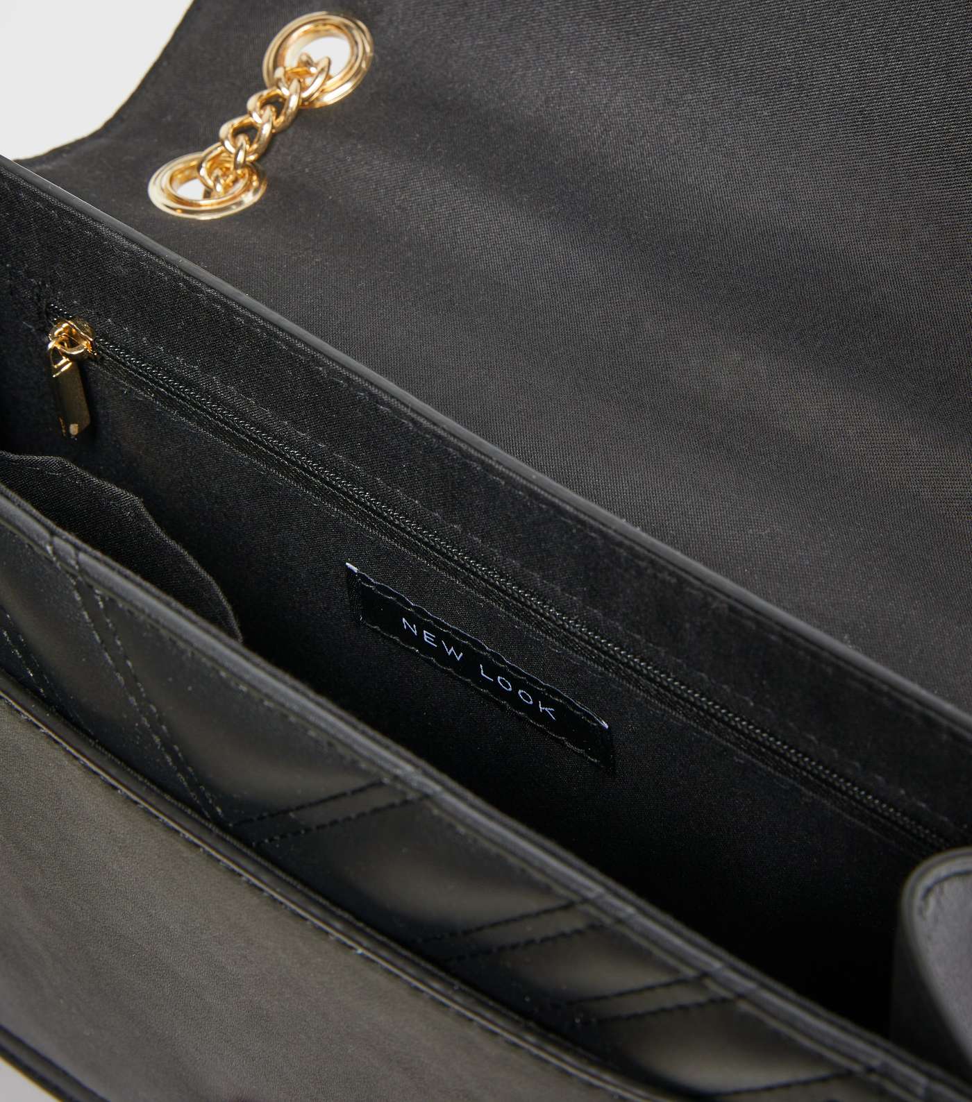 Black Chevron Leather-Look Cross Body Bag Image 4