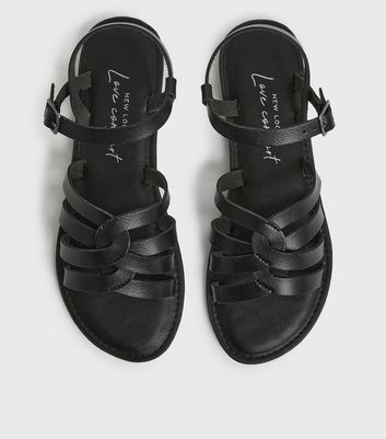 Girls Black Gladiator Sandals New Look