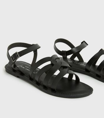 Girls Black Gladiator Sandals New Look
