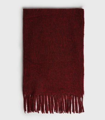Image of Dark Red Tassel Scarf New Look
