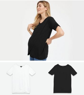 Black and White Wrap Nursing T-Shirts 