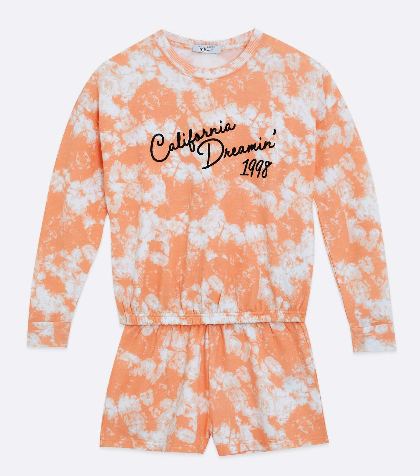 Girls Orange Tie Dye Embroidered Short Pyjama Set Image 5