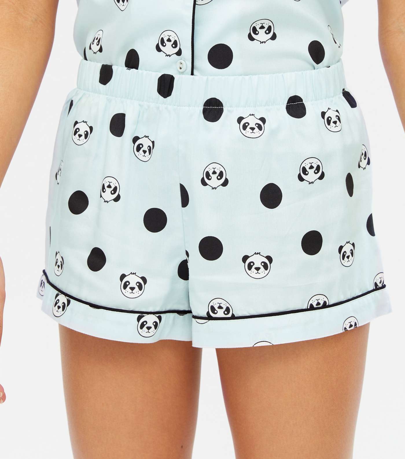 Girls Pale Blue Panda Spot Short Pyjama Set Image 3