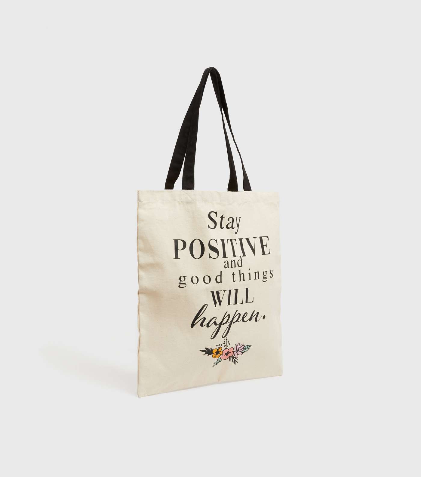 Cream Stay Positive Canvas Tote Bag Image 3
