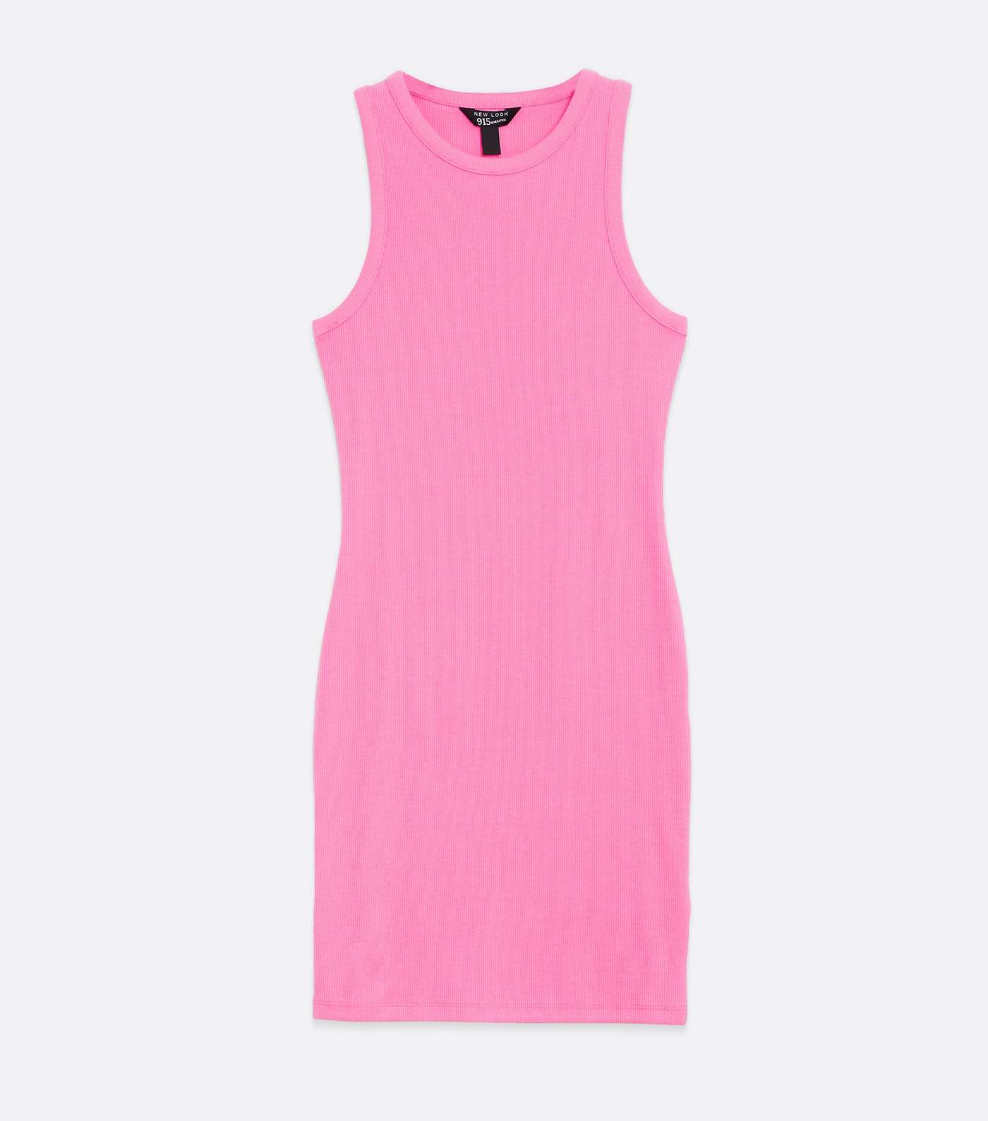 Girls Mid Pink Ribbed Racer Back Dress Image 5