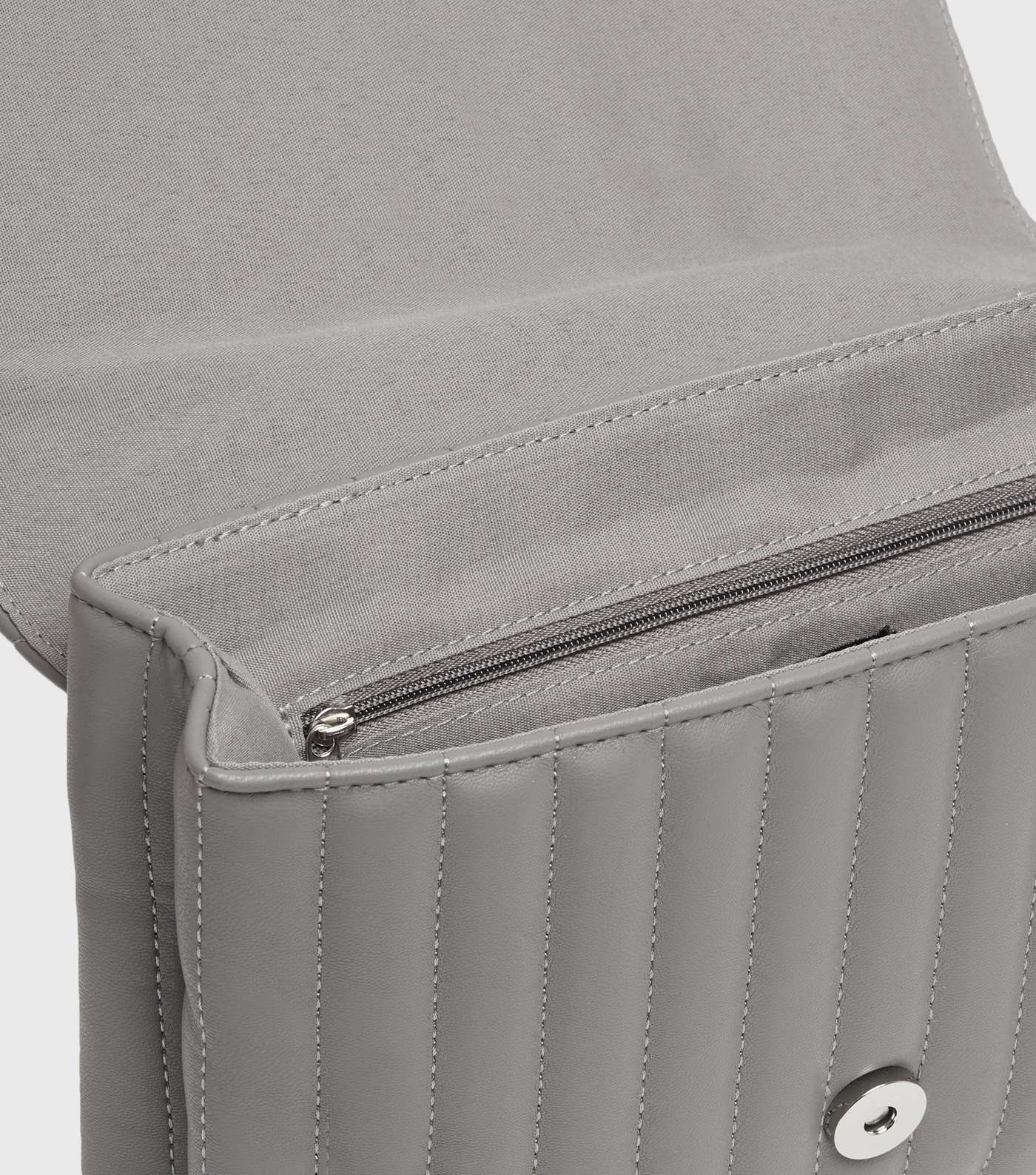 Grey Quilted Stud Embellished Cross Body Bag Image 3