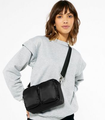  Other Stories Nylon Multi Pocket Crossbody Bag in Black