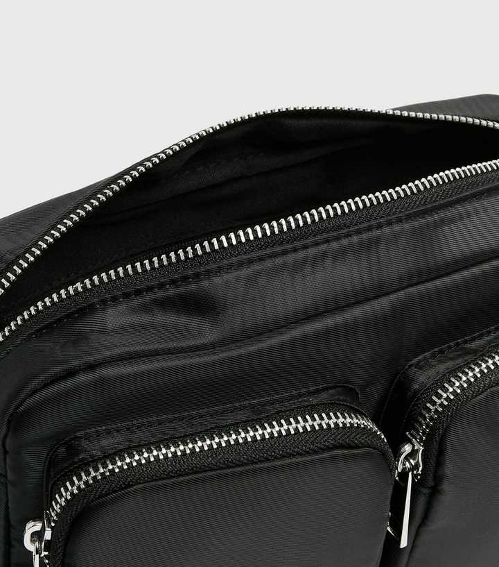 Large Black Leather bag with zip and removable Cross Body Strap