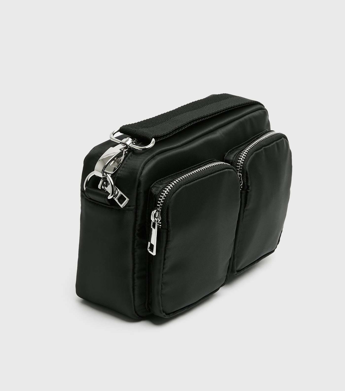 Black Double Pocket Front Cross Body Bag Image 4