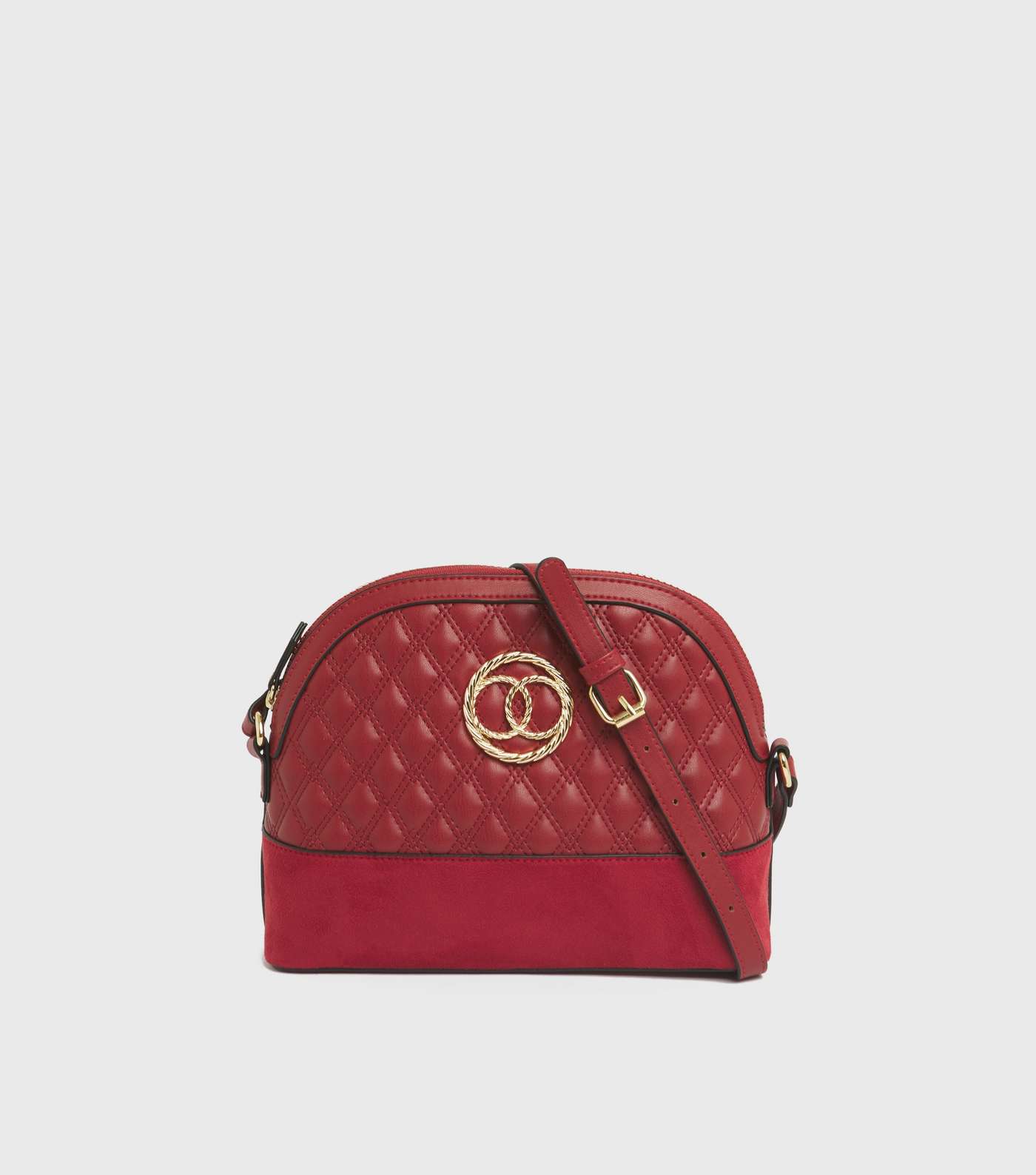 Red Quilted Leather-Look Ring Cross Body Bag