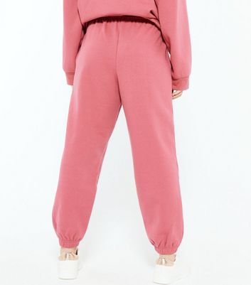 Deep Pink Acid Wash Cuffed Joggers 